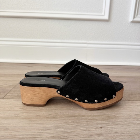 NEW Rag & Bone Mara Studded Clog Slides in Black Suede sz 39 - Picture 6 of 10